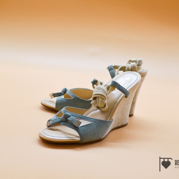 Tods Ankle Wrap Espadrille Sandal Heels - Size 6 - Picture 3 of 7